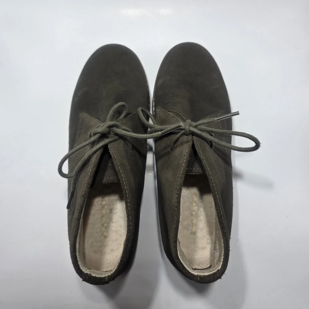 Hush Puppies Women’s Leather Lace-Up Oxford Shoes Dark Olive Suede Size 6.5